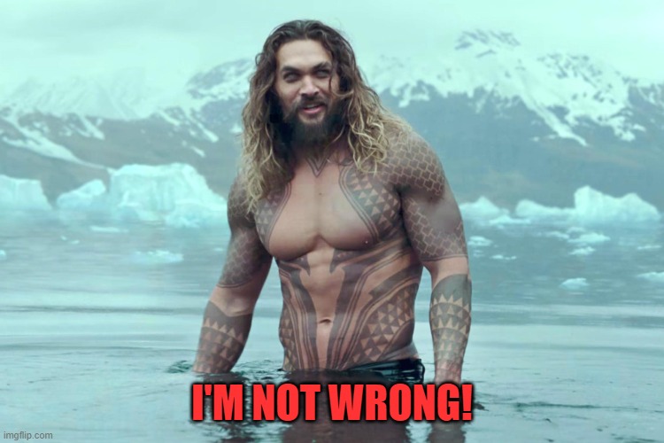 aquaman | I'M NOT WRONG! | image tagged in aquaman | made w/ Imgflip meme maker