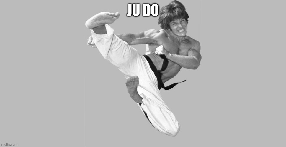 Joe Lewis Karate Kick | JU DO | image tagged in joe lewis karate kick | made w/ Imgflip meme maker