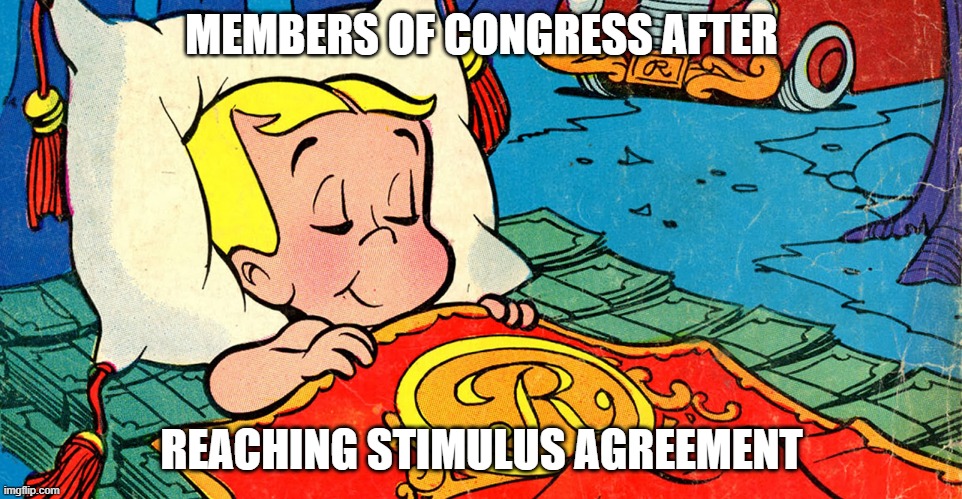 Congress in a nutshell | MEMBERS OF CONGRESS AFTER; REACHING STIMULUS AGREEMENT | image tagged in congress,stimulus,greedy | made w/ Imgflip meme maker
