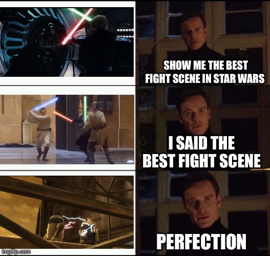show me the real | SHOW ME THE BEST FIGHT SCENE IN STAR WARS; I SAID THE BEST FIGHT SCENE; PERFECTION | image tagged in show me the real,star wars,clone wars,r2d2 | made w/ Imgflip meme maker