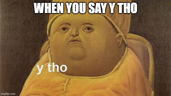 Y Tho | WHEN YOU SAY Y THO | image tagged in y tho | made w/ Imgflip meme maker