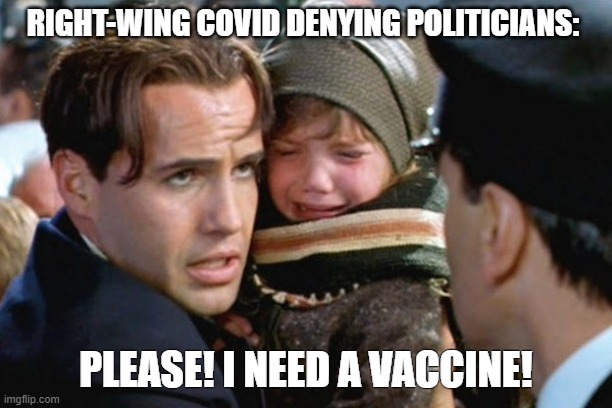 Right Wingers NOW need the Vaccine. | RIGHT-WING COVID DENYING POLITICIANS:; PLEASE! I NEED A VACCINE! | image tagged in vaccines,vaccine,coronavirus | made w/ Imgflip meme maker