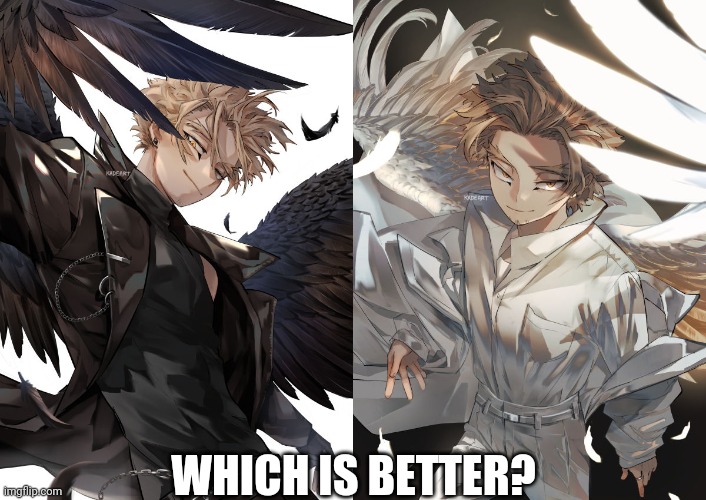 !!Credit goes to Kadeart!! | WHICH IS BETTER? | image tagged in hawks,my hero academia,anime | made w/ Imgflip meme maker