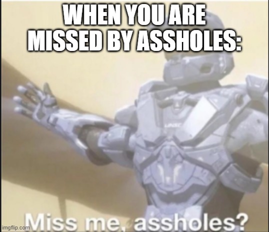 miss me ass holes | WHEN YOU ARE MISSED BY ASSHOLES: | image tagged in miss me ass holes | made w/ Imgflip meme maker