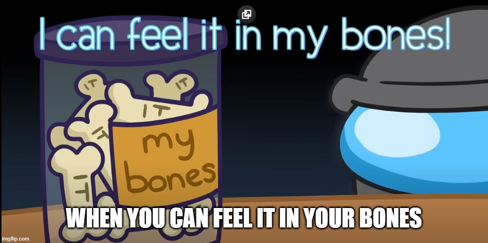 I can feel it in my bones | WHEN YOU CAN FEEL IT IN YOUR BONES | image tagged in i can feel it in my bones | made w/ Imgflip meme maker