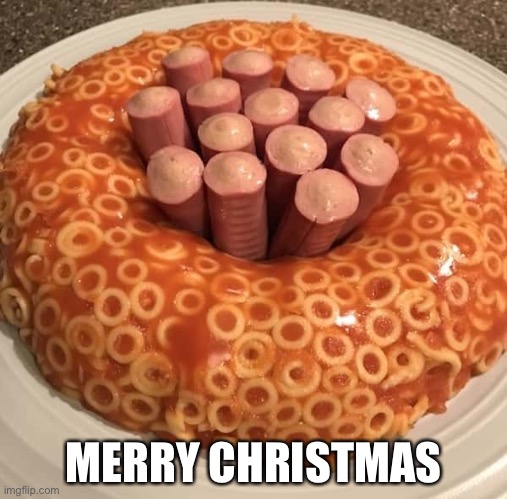 Spaghetti-o Hot Dog Mold | MERRY CHRISTMAS | image tagged in spaghetti-o hot dog mold | made w/ Imgflip meme maker