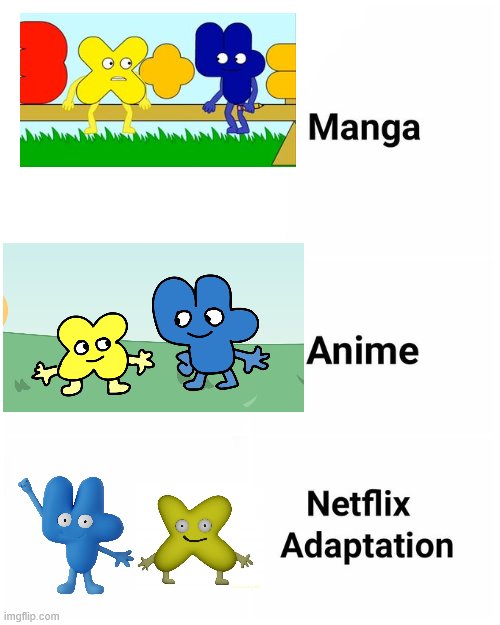 Four and X gone 3D! | image tagged in netflix adaptation,battle for dream island,bfb,bfdi | made w/ Imgflip meme maker