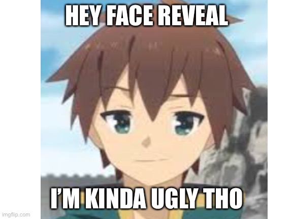 Face reveal for 30k | HEY FACE REVEAL; I’M KINDA UGLY THO | image tagged in face reveal,lol,anime is not cartoon | made w/ Imgflip meme maker