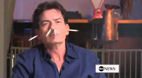 Charlie Sheen smoking Blank Meme Template