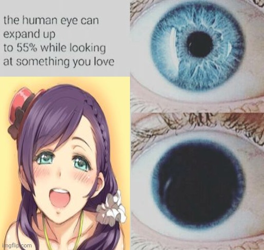 When I see my waifu | image tagged in eye pupil expand,waifu,nozomi,love live,eyeball,anime girl | made w/ Imgflip meme maker