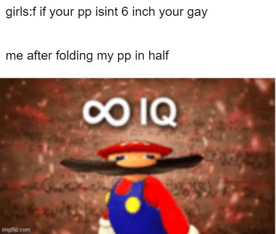 Infinite IQ | girls:f if your pp isint 6 inch your gay; me after folding my pp in half | image tagged in infinite iq | made w/ Imgflip meme maker