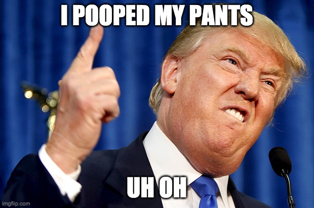 Donald Trump | I POOPED MY PANTS; UH OH | image tagged in donald trump | made w/ Imgflip meme maker
