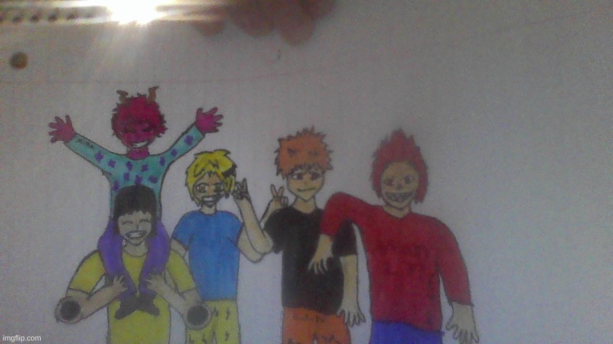 I made a drawing of the Bakusquad!! | image tagged in i raise to thee,bakugo,with,a,nice,face | made w/ Imgflip meme maker