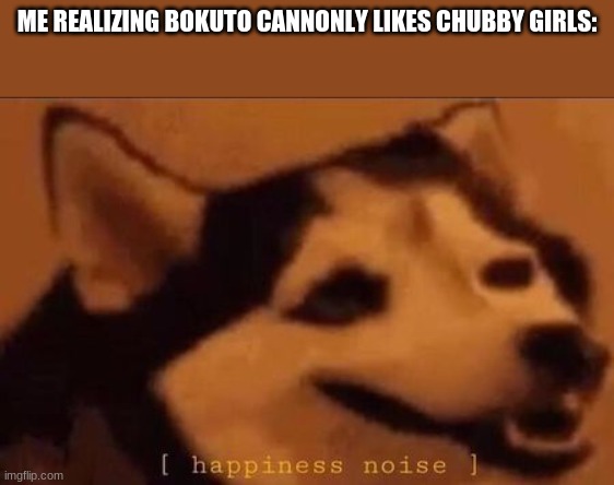 Happiness Noise | ME REALIZING BOKUTO CANNONLY LIKES CHUBBY GIRLS: | image tagged in happiness noise | made w/ Imgflip meme maker