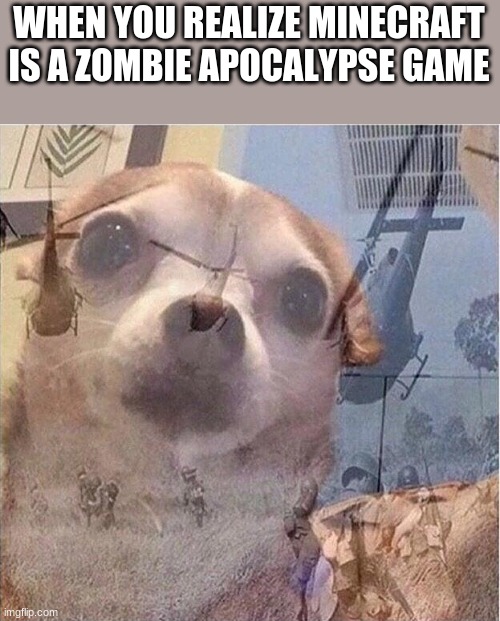 because yes | WHEN YOU REALIZE MINECRAFT IS A ZOMBIE APOCALYPSE GAME | image tagged in minecraft,memes | made w/ Imgflip meme maker