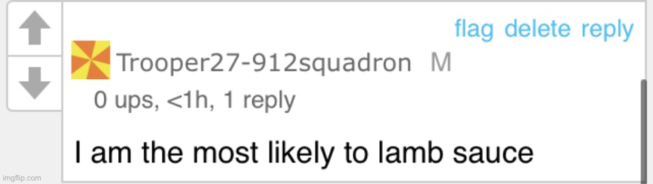 image tagged in most likely to lamb sauce | made w/ Imgflip meme maker