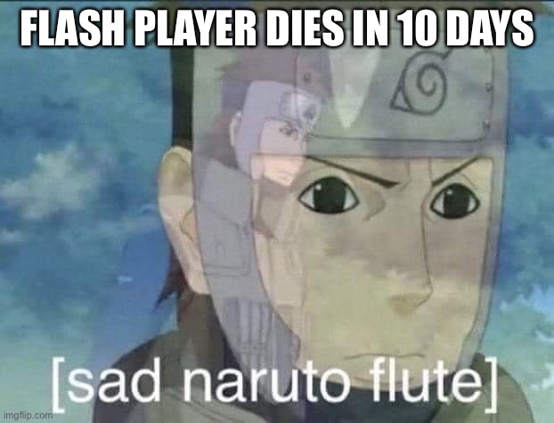 Sad Naruto flute | FLASH PLAYER DIES IN 10 DAYS | image tagged in sad naruto flute | made w/ Imgflip meme maker