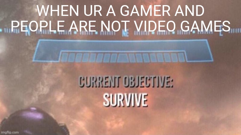 Current Objective: Survive | WHEN UR A GAMER AND PEOPLE ARE NOT VIDEO GAMES | image tagged in anime girl | made w/ Imgflip meme maker