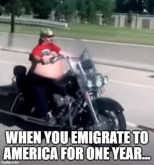 America Meme | WHEN YOU EMIGRATE TO AMERICA FOR ONE YEAR... | image tagged in america | made w/ Imgflip meme maker