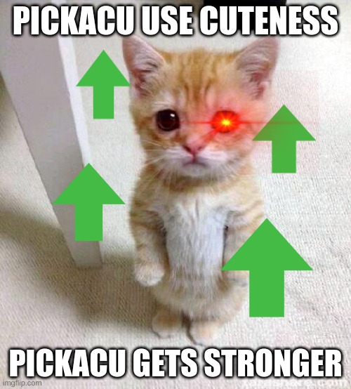 Cute Cat | PICKACU USE CUTENESS; PICKACU GETS STRONGER | image tagged in memes,cute cat | made w/ Imgflip meme maker