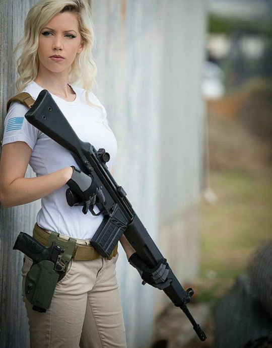 Sexy Woman armed HK91 Blank Meme Template