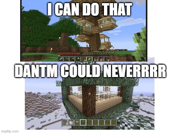 pro minecraft builder over here | I CAN DO THAT; DANTM COULD NEVERRRR | image tagged in dantdm,minecraft | made w/ Imgflip meme maker