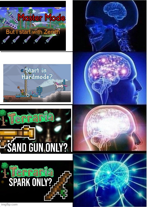 Expanding Brain | image tagged in expanding brain,terraria | made w/ Imgflip meme maker