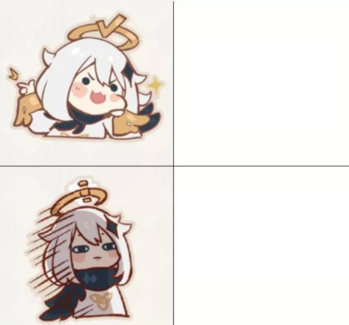 High Quality Paimon Happy and Unhappy Blank Meme Template