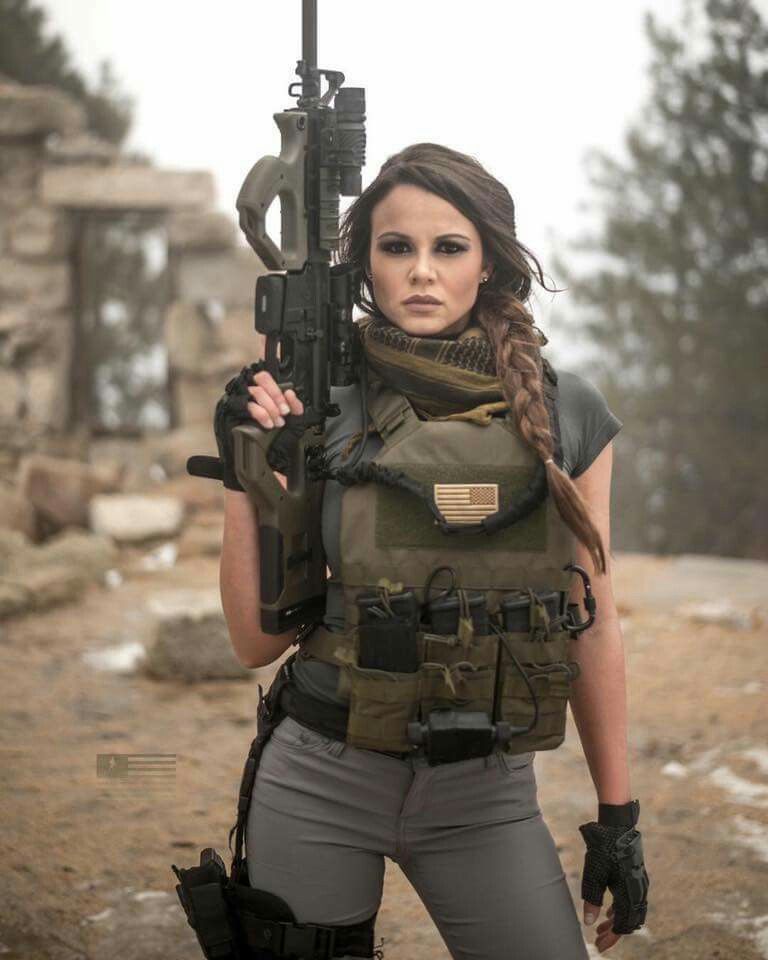 sexy woman ar-15 armed gun Blank Meme Template
