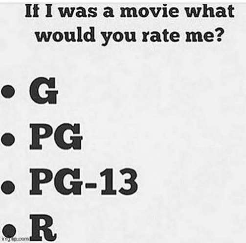 Personally i would be PG-13 | made w/ Imgflip meme maker