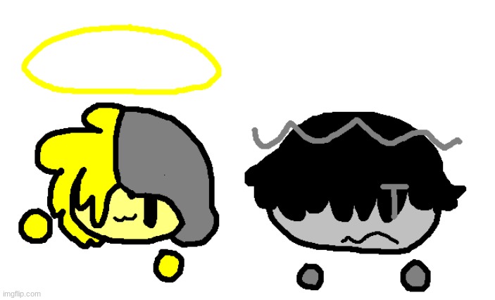 These are my two new Elemental OC's Darkbell and Lightbell! | image tagged in lightbell,darkbell,elementals | made w/ Imgflip meme maker
