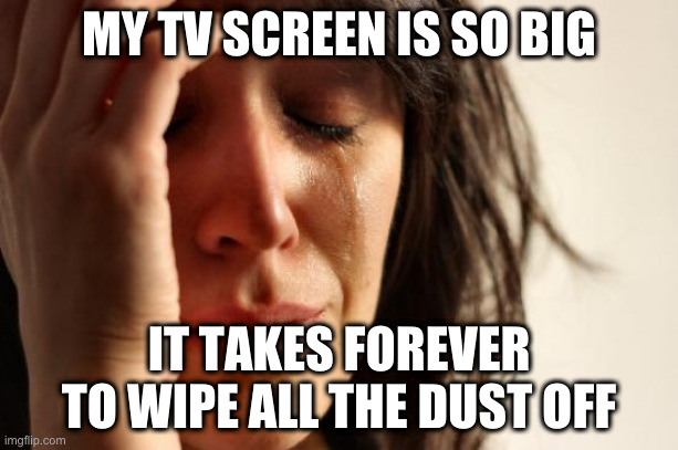 First World Problems Meme | MY TV SCREEN IS SO BIG; IT TAKES FOREVER TO WIPE ALL THE DUST OFF | image tagged in memes,first world problems,AdviceAnimals | made w/ Imgflip meme maker
