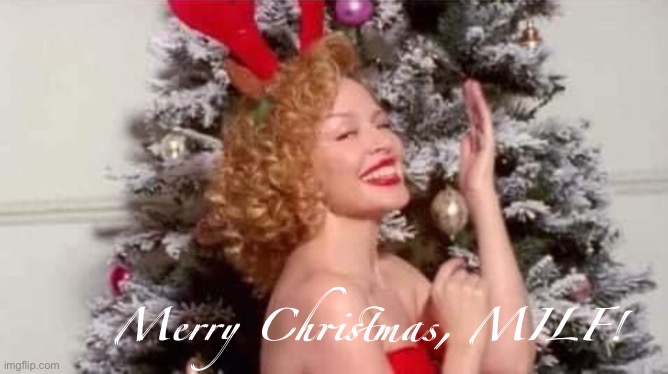 Kylie’s Christmas card to this stream | Merry Christmas, MILF! | image tagged in kylie christmas tree | made w/ Imgflip meme maker