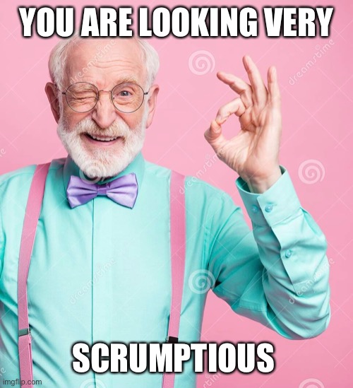 Scrumptious | YOU ARE LOOKING VERY; SCRUMPTIOUS | image tagged in scrumptious | made w/ Imgflip meme maker