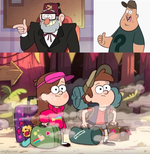 image tagged in grunkle stan pointing - gravity falls,gravity falls | made w/ Imgflip meme maker