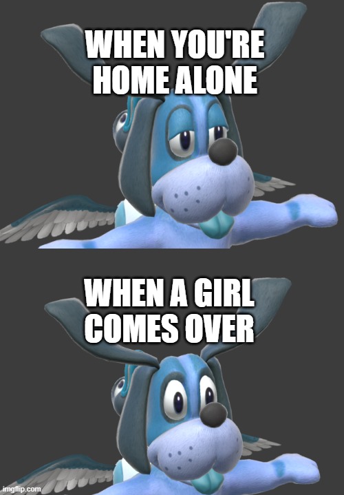 WHEN YOU'RE HOME ALONE; WHEN A GIRL COMES OVER | image tagged in smash bros | made w/ Imgflip meme maker