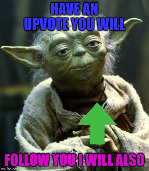 Star Wars Yoda Meme | HAVE AN UPVOTE YOU WILL FOLLOW YOU I WILL ALSO | image tagged in memes,star wars yoda | made w/ Imgflip meme maker