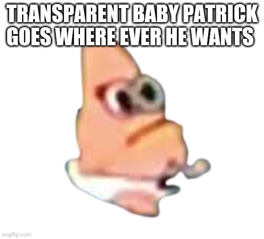 Baby patrick | TRANSPARENT BABY PATRICK GOES WHERE EVER HE WANTS | image tagged in baby patrick | made w/ Imgflip meme maker