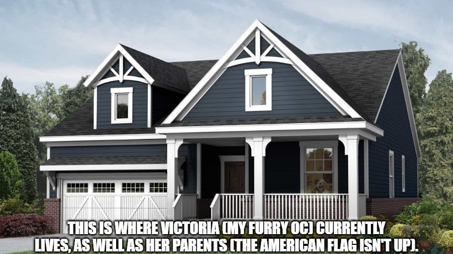 THIS IS WHERE VICTORIA (MY FURRY OC) CURRENTLY LIVES, AS WELL AS HER PARENTS (THE AMERICAN FLAG ISN'T UP). | image tagged in oc | made w/ Imgflip meme maker