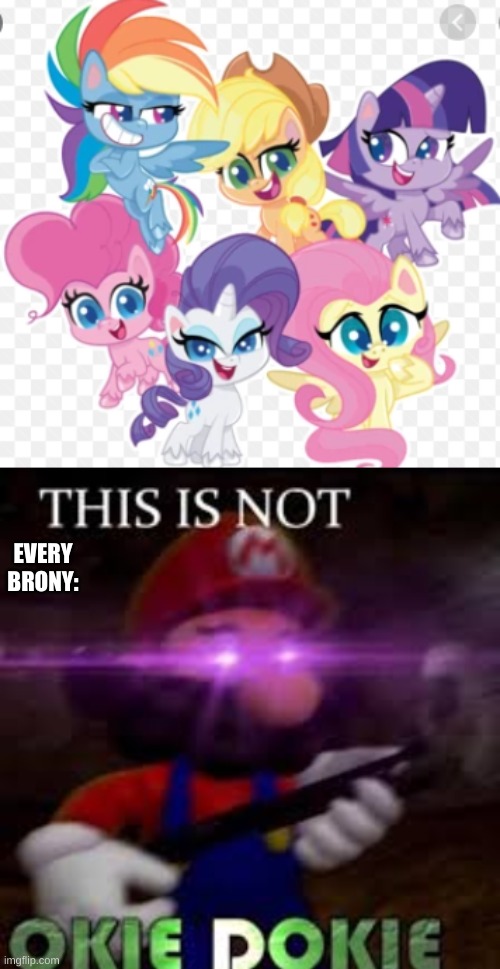 Not ok | EVERY BRONY: | image tagged in this is not okie dokie,pony life | made w/ Imgflip meme maker