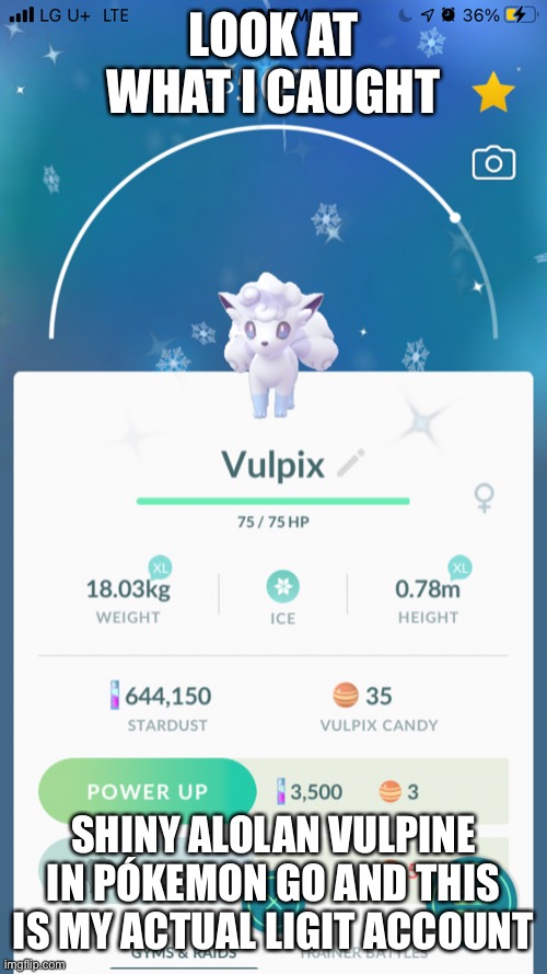 GET DUNKED ON | LOOK AT WHAT I CAUGHT; SHINY ALOLAN VULPINE IN PÓKEMON GO AND THIS IS MY ACTUAL LIGIT ACCOUNT | image tagged in get,dunk,stonks | made w/ Imgflip meme maker