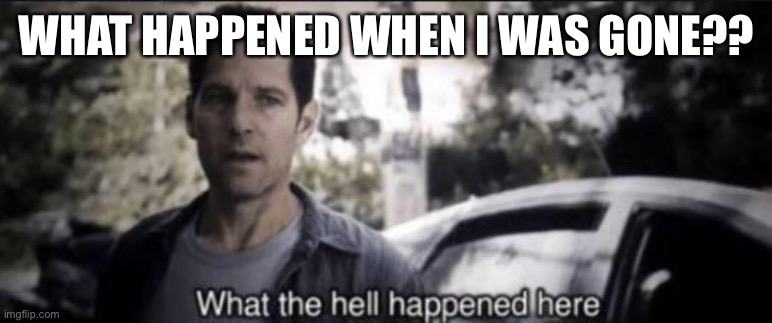 What happened | WHAT HAPPENED WHEN I WAS GONE?? | image tagged in what the hell happened here | made w/ Imgflip meme maker