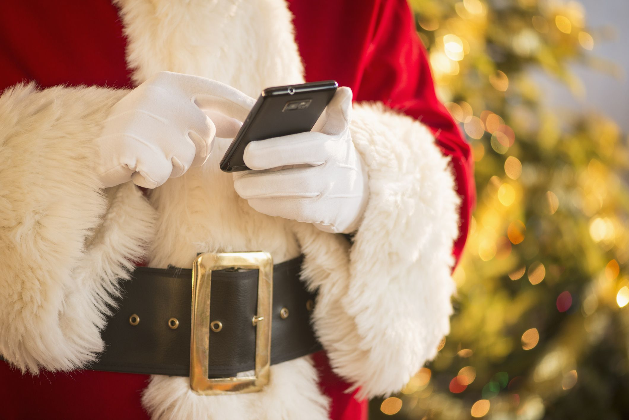 Santa with mobile Blank Meme Template