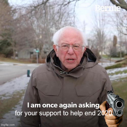 Bernie I Am Once Again Asking For Your Support Meme | for your support to help end 2020 | image tagged in memes,bernie i am once again asking for your support | made w/ Imgflip meme maker