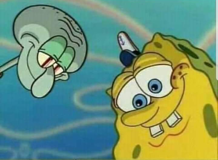 High Quality SpongeBob and Squidward pizza Blank Meme Template