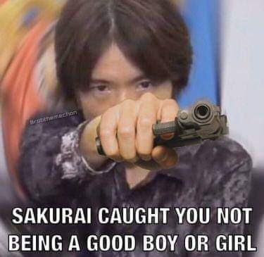 Sakurai caught you not being a good boy or girl Blank Meme Template