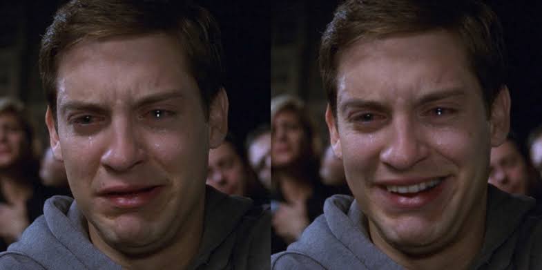 Toby Maguire Crying and Laughing Blank Meme Template