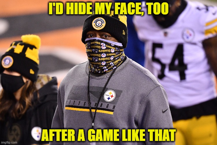 11-2 Steelers lose to the 2-10 Bengals | I'D HIDE MY FACE, TOO; AFTER A GAME LIKE THAT | image tagged in pittsburgh steelers,cincinnati bengals,nfl,football,nfl football,ben roethlisberger | made w/ Imgflip meme maker
