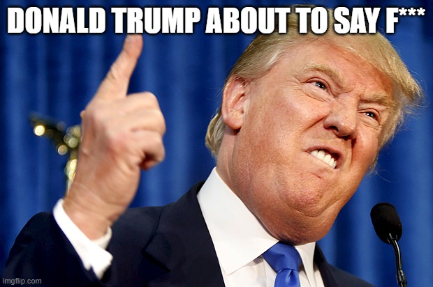 Donald Trump | DONALD TRUMP ABOUT TO SAY F*** | image tagged in donald trump | made w/ Imgflip meme maker