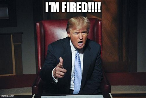 Donald Trump You're Fired | I'M FIRED!!!! | image tagged in donald trump you're fired | made w/ Imgflip meme maker